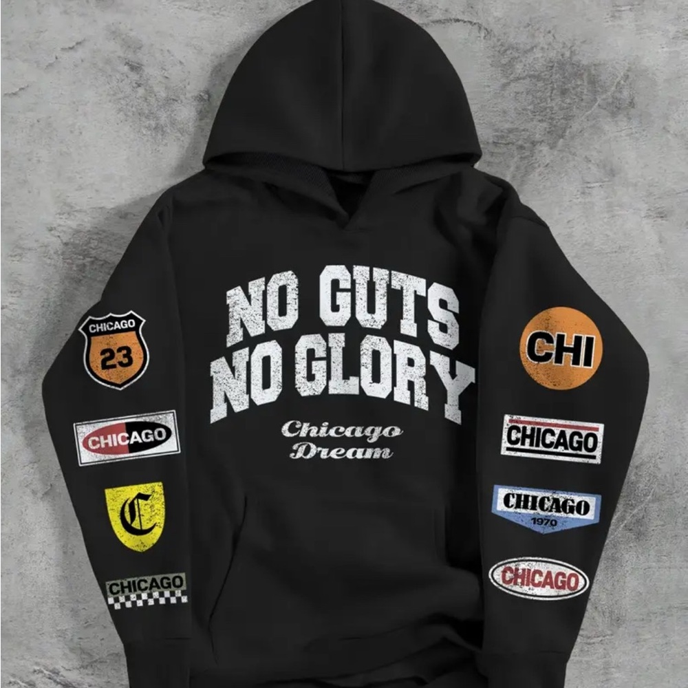 Black Hoodie with Chicago Patches